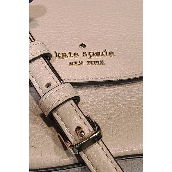 Kate Spade Leila Mini Flap Crossbody Warm Beige Leather, Adjustable Strap | EUC - Picture 12 of 16